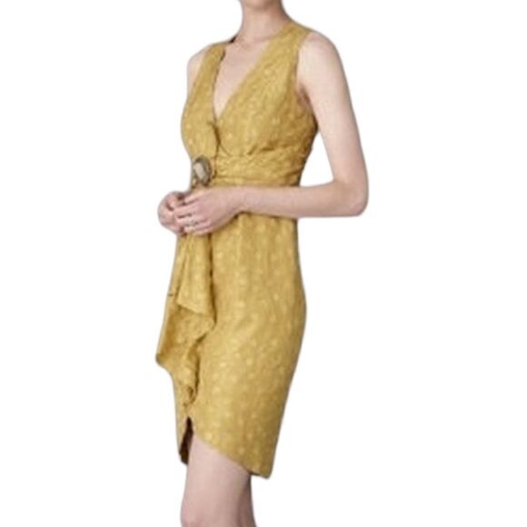 Anthro Quillaree Lemongrass Silk Tethered Dots BHLDN 4 - Picture 4 of 15